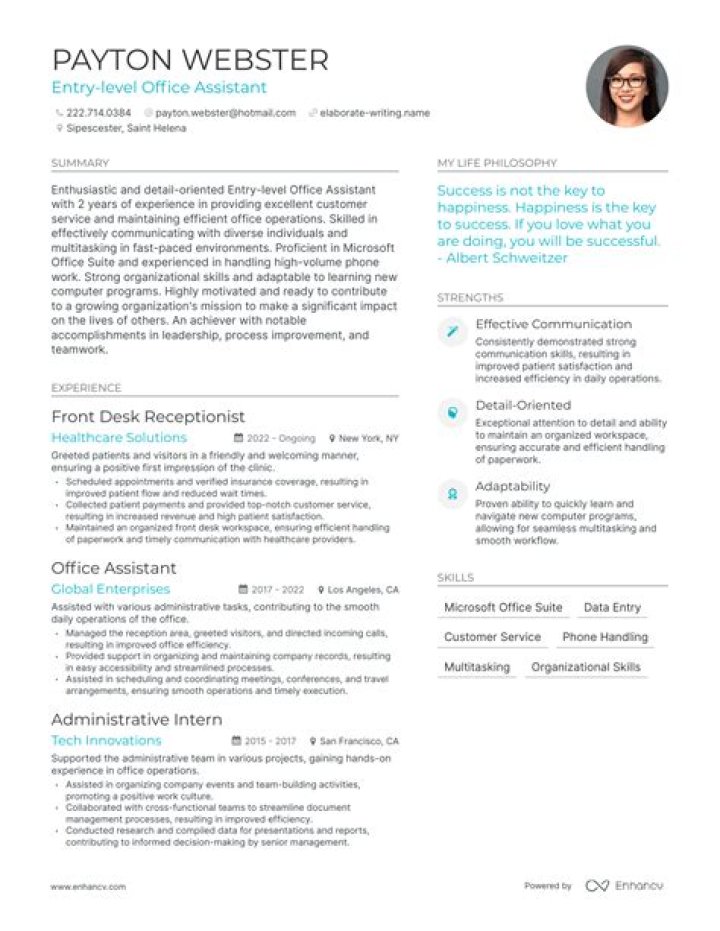 How do I describe my office assistant on a resume?