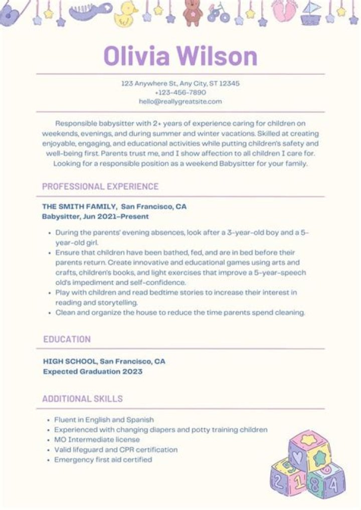 How do you list babysitting as work experience?